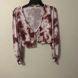 BLUSH PINK TIE DYE LONG SLEEVE TOP-